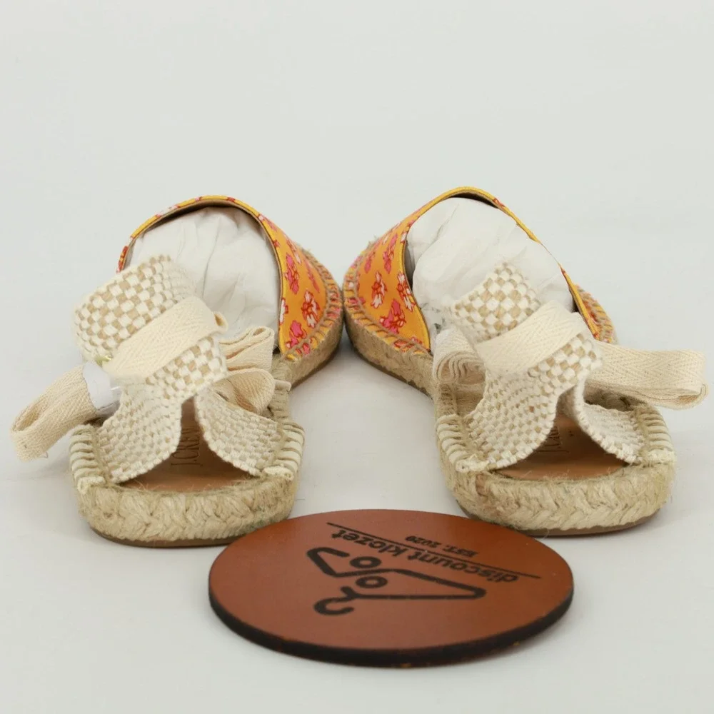 J.Crew Printed Lace-Up D'Orsay Espadrille Sandals Orange Block Size 9.5 NIB Boho